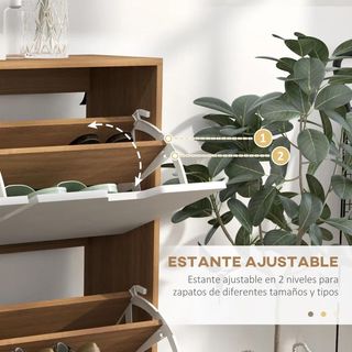 Mueble Zapatero con 4 Cajones Abatibles y Estante