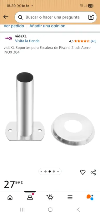 Soportes Escalera Piscina acero inoxidable