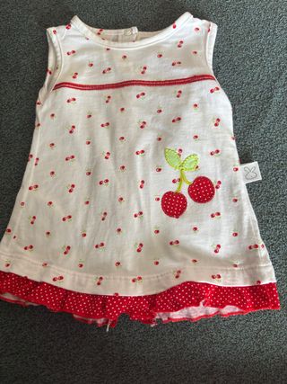 Vestido bebé blanco con cerezas 3 meses