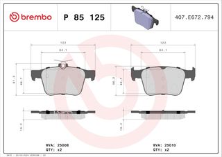 Brembo P 85 125 - Pastillas de Frenos