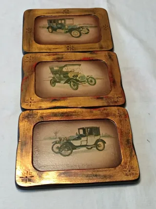 Set di 3 quadri decorativi con auto d'epoca