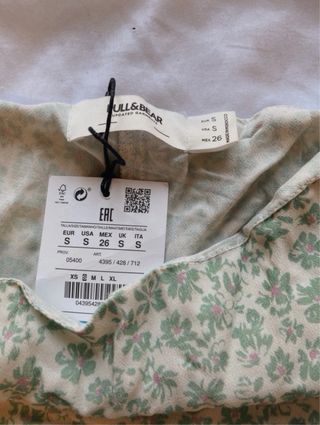 Falda pantalón Zara flores verde S