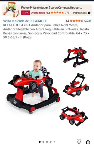 Andador 4 en 1 Relax4life Rojo