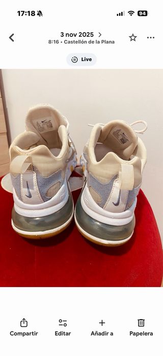 Zapatillas Nike Hombre Talla 44 Beige/Naranja