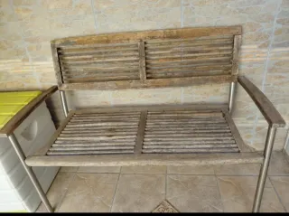 Banco terraza madera y metal