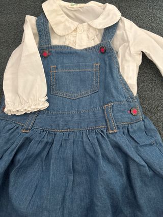 Conjunto bebé niña: Peto y blusa
