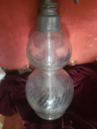 Sifón antiguo raro de vidrio