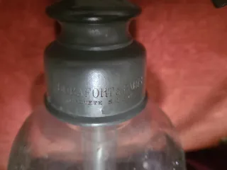 Sifón antiguo raro de vidrio