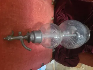 Sifón antiguo raro de vidrio