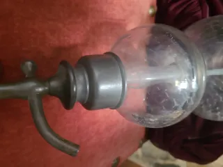 Sifón antiguo raro de vidrio