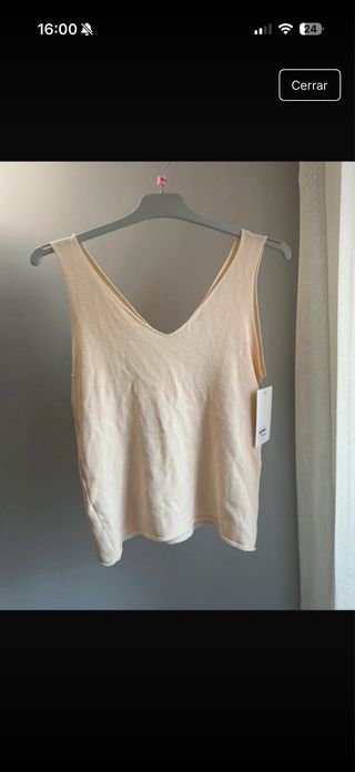 Camiseta tirantes beige talla única