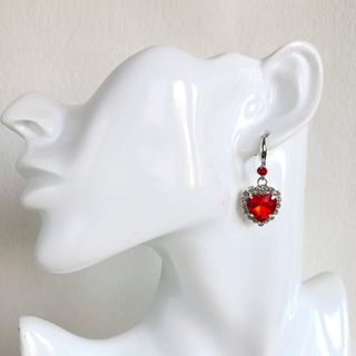 Orecchini cuore rosso con strass