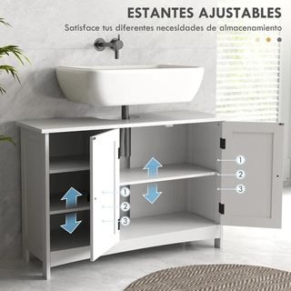 Mueble Bajo Lavabo de Pie con 2 Puertas y Estante