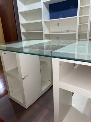 Mesa de comedor cristal y madera