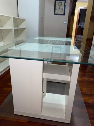 Mesa de comedor cristal y madera
