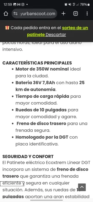 Patinete Eléctrico Ecoxtrem Linear