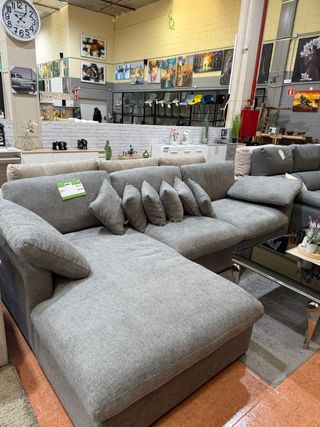 Sofá Cama Chaise Longue Beige/Gris