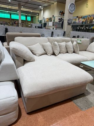 Sofá Cama Chaise Longue Beige/Gris