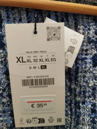 Chaqueta Zara punto trenzado azul