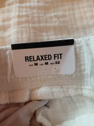 Pantalones Pull and Bear Lino Blanco Talla M