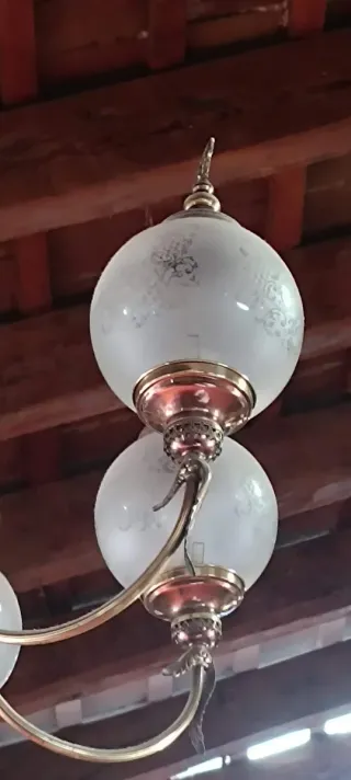 Lámpara de techo bronce dorado antigua