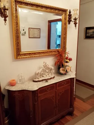 Mueble de entrada y espejo rústico