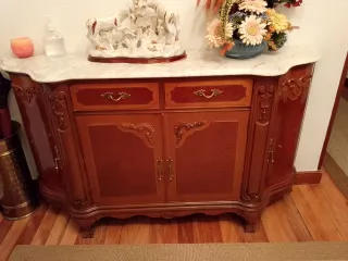 Mueble de entrada y espejo rústico