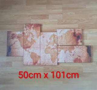 Cuadro Mapa Mundo 5 Lienzos
