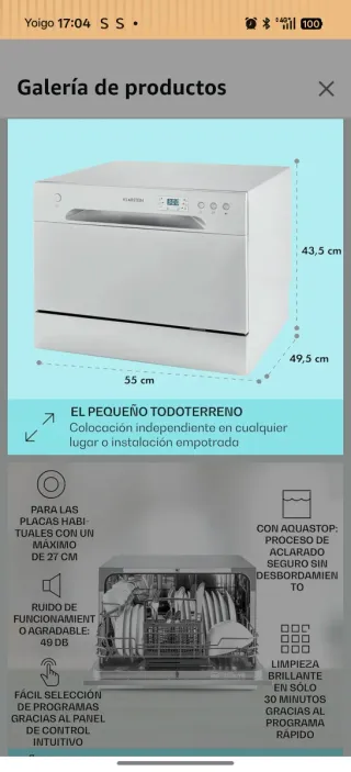 Lavavajillas compacto Klarstein