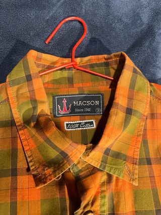 Camisa Macson cuadros verde y naranja