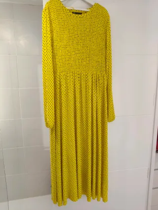 Vestido largo Zara amarillo lunares
