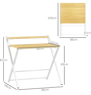 Mesa Escritorio Plegable Madera y Metal