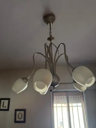 Lámpara de techo plateada y blanca