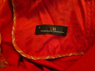 Pantalón Carolina Herrera Pierna Ancha Rojo