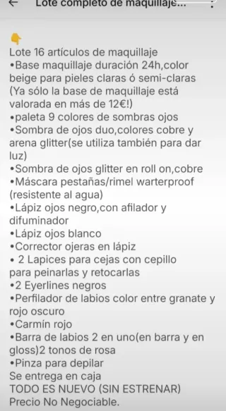 Lote maquillaje 16 artículos  Incluye base 24h