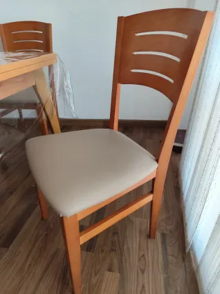 Mesa comedor extensible + 6 sillas madera.