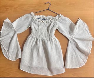 Blusa Zara Boho Blanca Manga Campana