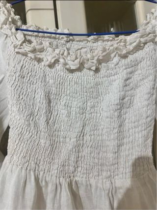 Blusa Zara Boho Blanca Manga Campana