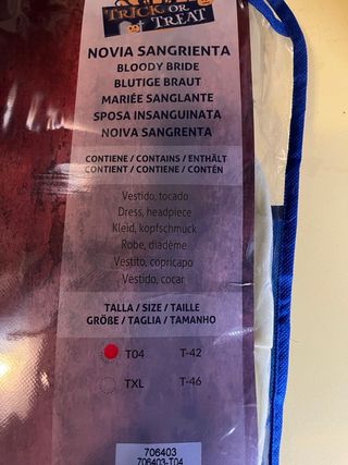 Disfraz Novia Sangrienta Talla XL