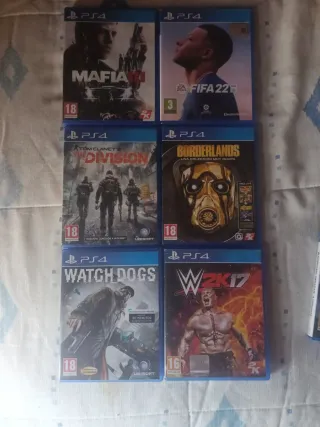 Lote 6 Juegos PS4: Mafia, FIFA 22, Division, Borde