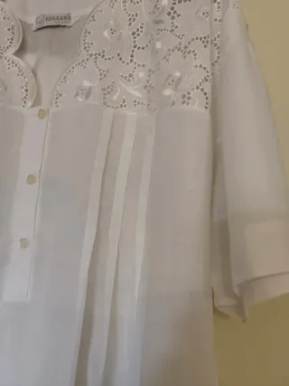 Camicia da notte ROSANNA bianca con pizzo