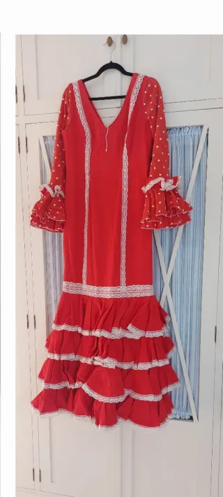 Traje Flamenca Rojo con Encaje