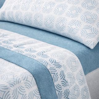 Juego Sábanas Invierno Pirineo Pelo Azul/Blanco