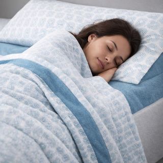 Juego Sábanas Invierno Pirineo Pelo Azul/Blanco