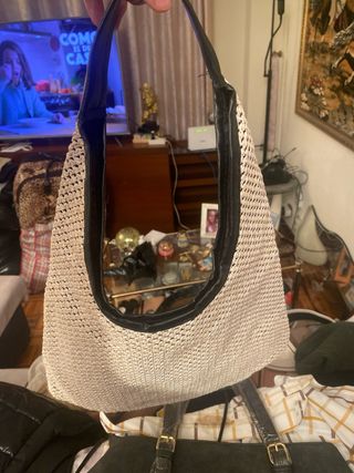 Bolso de vestir tejido beige