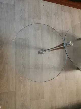 Mesa de centro cristal y madera