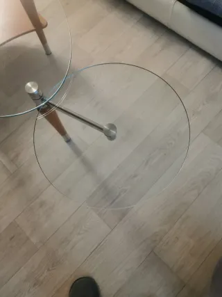 Mesa de centro cristal y madera