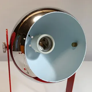 LAMPARA EYEBALL ROJO-CROMO 70S