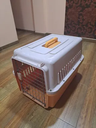 Transportín Jaula Perro Naranja y Blanco