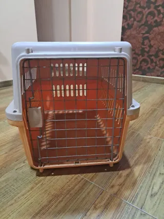 Transportín Jaula Perro Naranja y Blanco